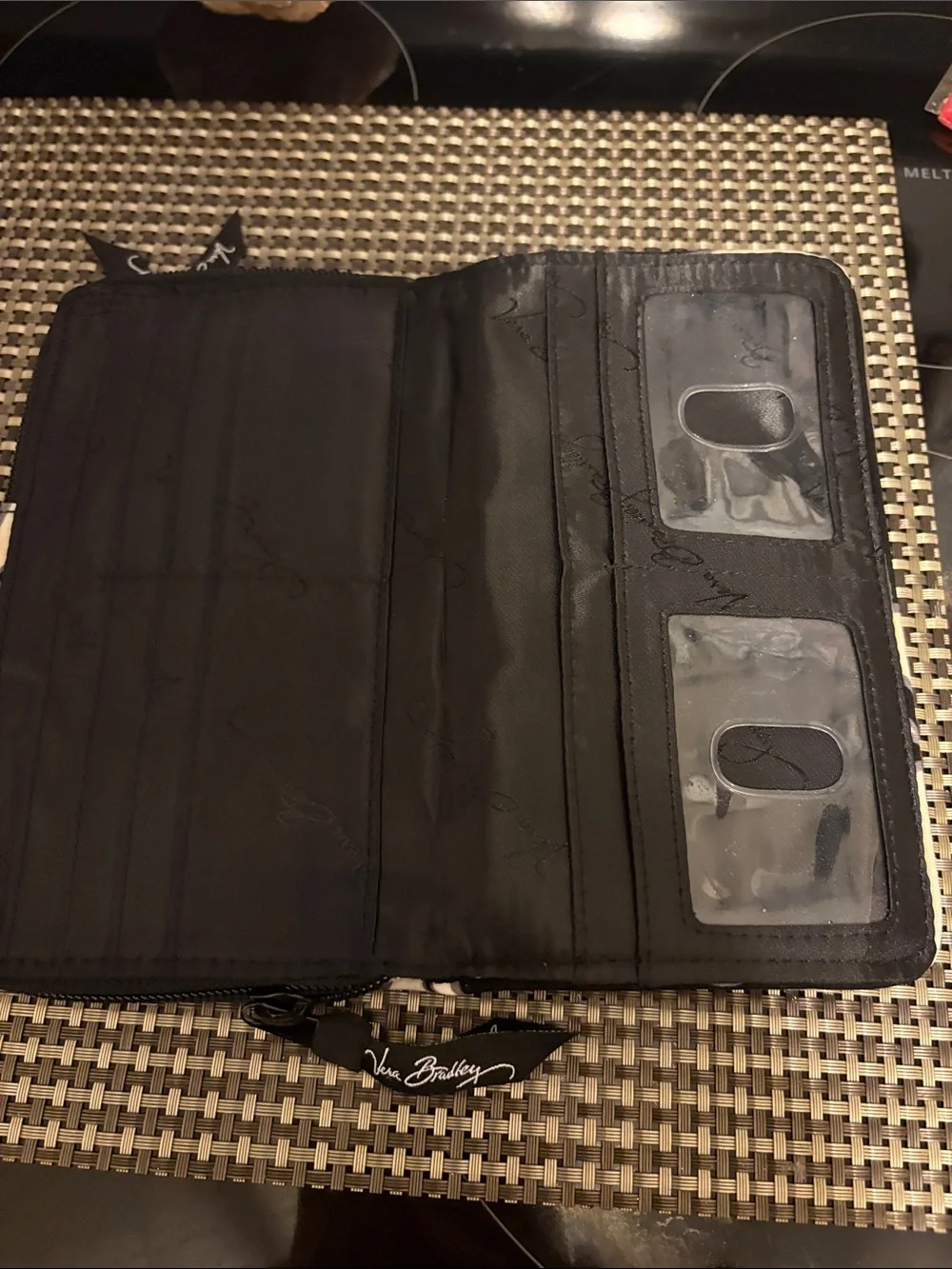 Vera Bradley Black and White Quilted Floral Zip Wallet - Picture 4 of 10